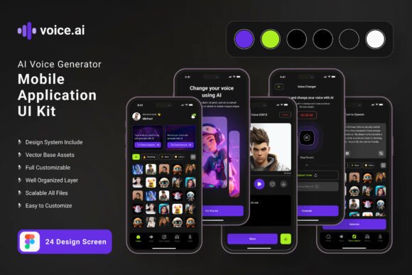 AI Voice Generator App Mobile UI KIT