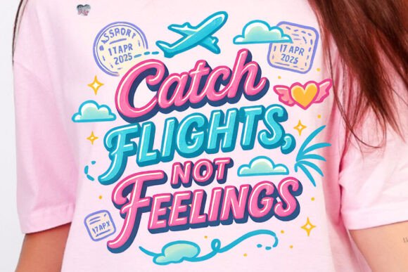 Catch Flights Not Feelings PNG Girls Tri: A Stylish Travel Quote for the Modern Adventurer