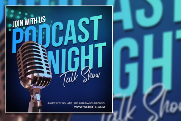 Elegant Podcast Night Social Media Post