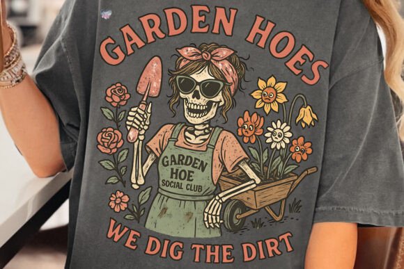 Garden Hoes Social Club PNG Skeleton: A Unique Garden-Themed Design for Plant Lovers