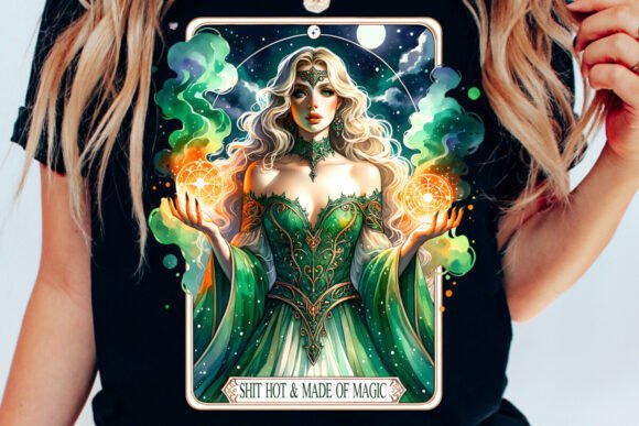 Magical Green Witch Tarot PNG