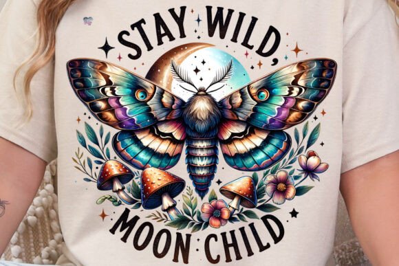 Stay Wild Moon Child PNG Lunar Moth Moon