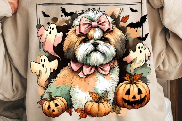 Trendy Halloween Shih Tzu Puppy Dog PNG